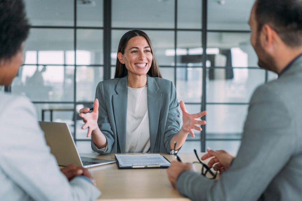 recruiter speaking with clients