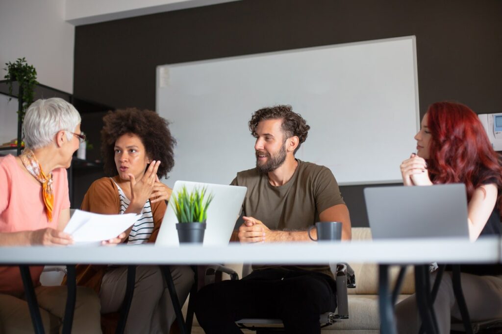 multigenerational professionals in office
