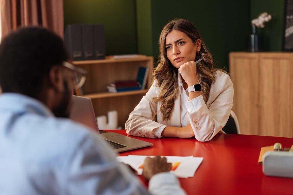 business woman interviewing candidate