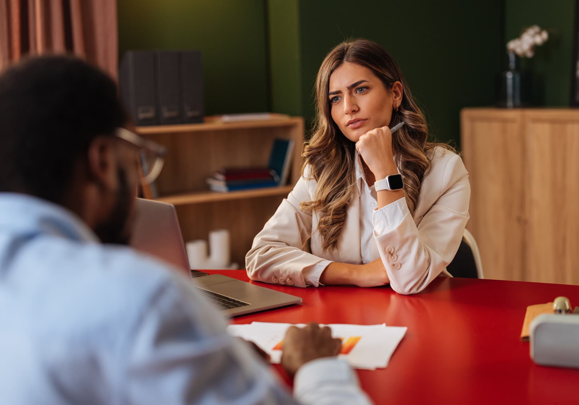 business woman interviewing candidate